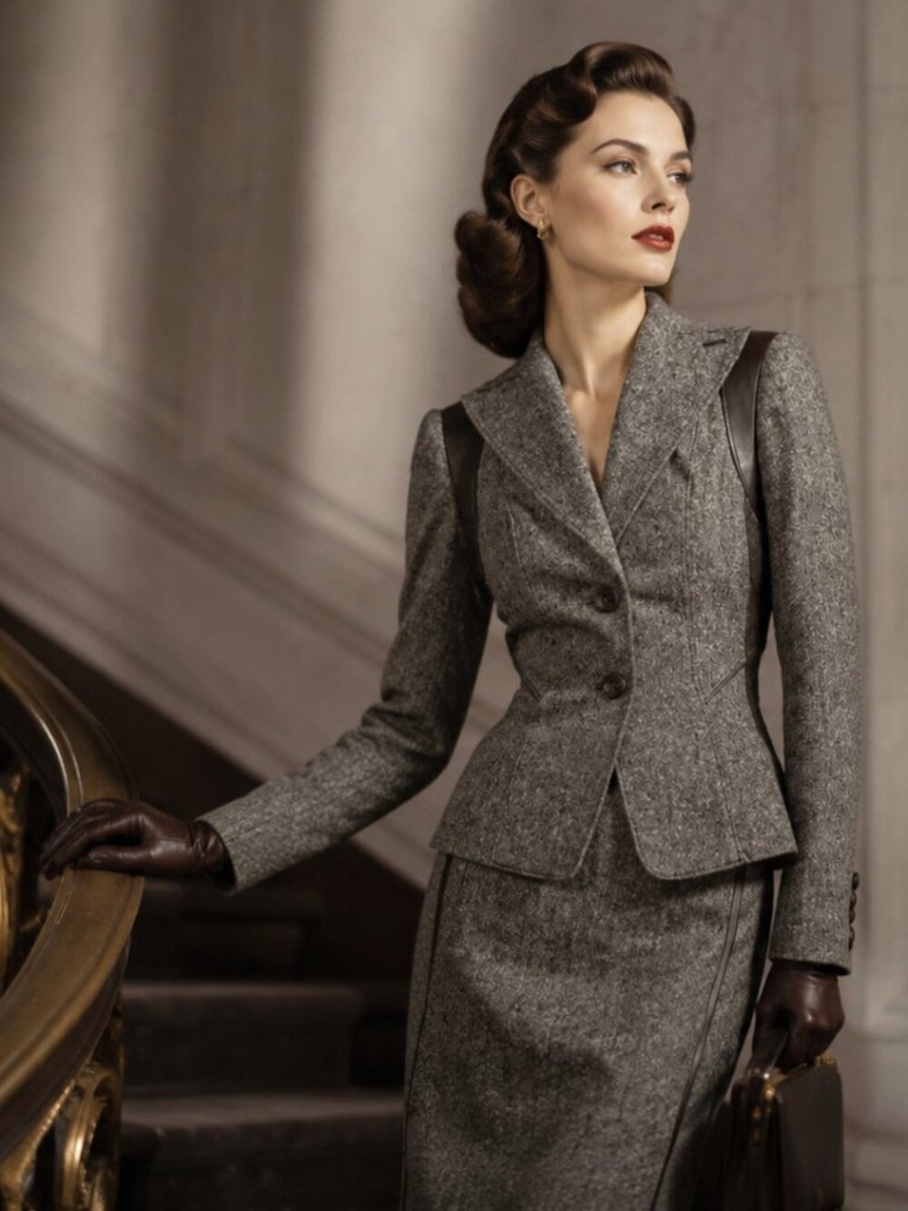 VINTAGE Y2K BEBE TWO PIECE SKIRT JACKET TWEED SUIT SIZE 8 / 10